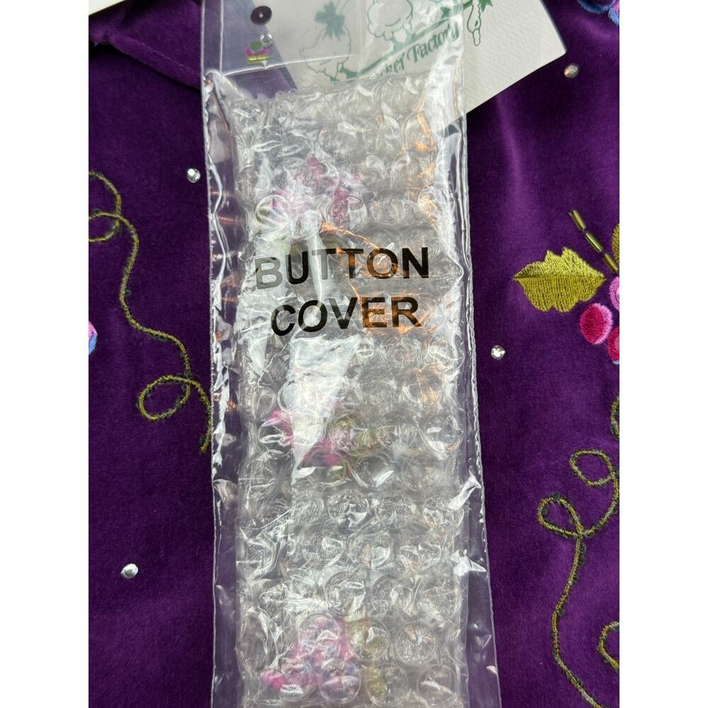 Quacker Factory SZ L Purple Velour Embroidered Grapes Long Sleeve Top NWT - Picture 9 of 13